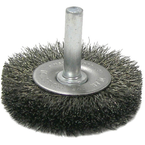 2″ Stem-Mounted Crimped Wire Radial Wheel, .020″ Steel Fill, 1/4″ Stem - Eagle Tool & Supply
