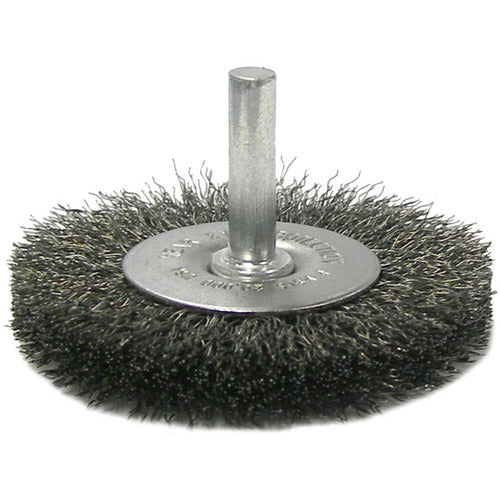 2-1/2″ Stem-Mounted Crimped Wire Radial Wheel, .0118″ Steel Fill, 1/4″ Stem - Eagle Tool & Supply