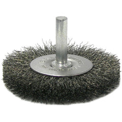 2-1/2″ Stem-Mounted Crimped Wire Radial Wheel, .0118″ Steel Fill, 1/4″ Stem - Eagle Tool & Supply