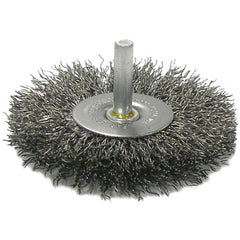4″ Stem-Mounted Crimped Wire Radial Wheel, .014″ Steel Fill, 1/4″ Stem - Eagle Tool & Supply