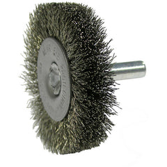 2″ Stem-Mounted Crimped Wire Radial Wheel, .014″ Stainless Steel Fill, 1/4″ Stem - Eagle Tool & Supply