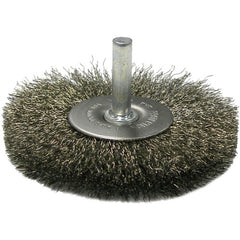 2-1/2″ Stem-Mounted Crimped Wire Radial Wheel, .008″ Stainless Steel Fill, 1/4″ Stem - Eagle Tool & Supply