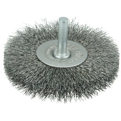 3″ Stem-Mounted Crimped Wire Radial Wheel, .008″ Stainless Steel Fill, 1/4″ Stem - Eagle Tool & Supply