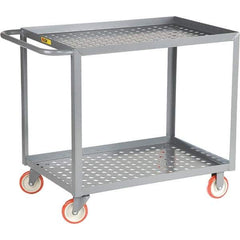 Little Giant - 1,200 Lb Capacity, 24" Wide x 48" Long x 35" High Service Cart - 2 Shelf, Steel, Polyurethane Casters - Eagle Tool & Supply