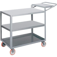 Little Giant - 1,200 Lb Capacity, 18" Wide x 32" Long x 35" High Order Picking Cart - 3 Shelf, Steel, 2 Rigid/2 Swivel Casters - Eagle Tool & Supply