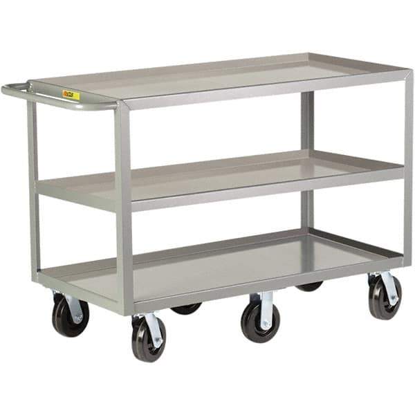 Little Giant - 3,600 Lb Capacity, 30" Wide x 48" Long x 36" High Cart - 3 Shelf, Steel, Phenolic Casters - Eagle Tool & Supply