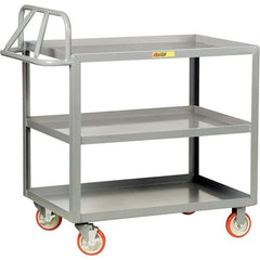 Little Giant - 1,200 Lb Capacity, 24" Wide x 48" Long x 35" High Cart - 3 Shelf, Steel, Polyurethane Casters - Eagle Tool & Supply