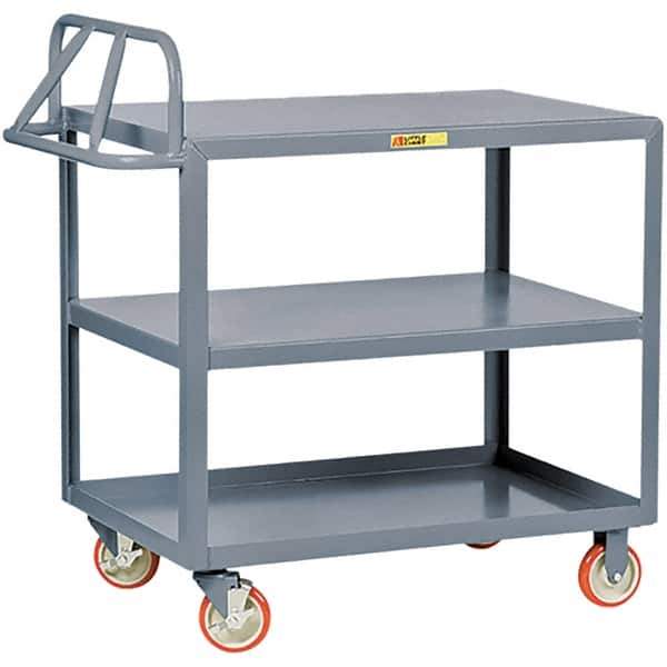 Little Giant - 1,200 Lb Capacity, 24" Wide x 36" Long x 35" High Cart - 3 Shelf, Steel, Polyurethane Casters - Eagle Tool & Supply