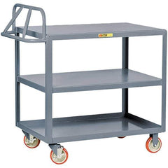 Little Giant - 1,200 Lb Capacity, 24" Wide x 36" Long x 35" High Cart - 3 Shelf, Steel, Polyurethane Casters - Eagle Tool & Supply