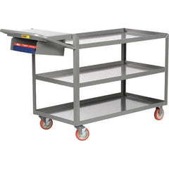 Little Giant - 1,200 Lb Capacity, 24" Wide x 36" Long x 35" High Order Picking Cart - 3 Shelf, Steel, 2 Rigid/2 Swivel Casters - Eagle Tool & Supply