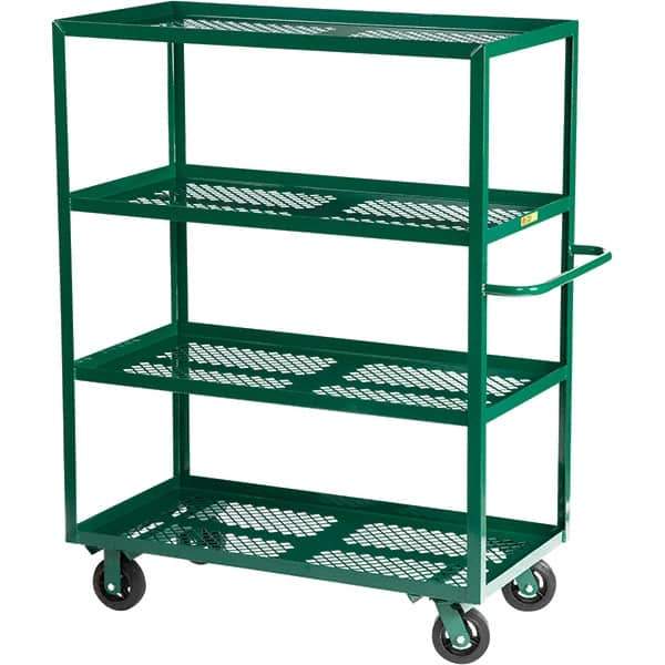 Little Giant - 1,600 Lb Capacity Steel Platform Truck - Steel Deck, 30" OAW, 60" Platform Length, Mold On Rubber Casters - Eagle Tool & Supply