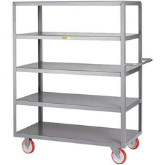 Little Giant - 1,200 Lb Capacity, 24" Wide x 48" Long x 61-1/2" High Service Cart - 5 Shelf, Steel, Polyurethane Casters - Eagle Tool & Supply