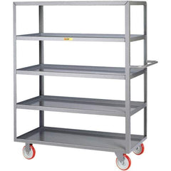 Little Giant - 1,200 Lb Capacity, 24" Wide x 48" Long x 62" High Service Cart - 5 Shelf, Steel, Polyurethane Casters - Eagle Tool & Supply