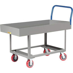 Little Giant - 2,000 Lb Capacity Steel Platform Truck - Steel Deck, 30" OAW, 61-1/2" Platform Length, Polyurethane Casters - Eagle Tool & Supply