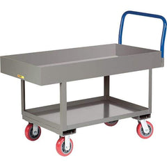 Little Giant - 2,000 Lb Capacity Steel Platform Truck - Steel Deck, 30" OAW, 61-1/2" Platform Length, Polyurethane Casters - Eagle Tool & Supply