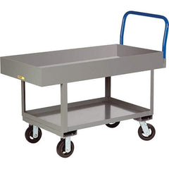 Little Giant - 2,000 Lb Capacity Steel Platform Truck - Steel Deck, 30" OAW, 49-1/2" Platform Length, Mold On Rubber Casters - Eagle Tool & Supply