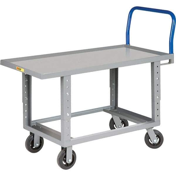 Little Giant - 2,000 Lb Capacity Steel Platform Truck - Steel Deck, 24" OAW, 48" Platform Length, Mold On Rubber Casters - Eagle Tool & Supply