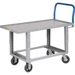 Little Giant - 2,000 Lb Capacity Steel Platform Truck - Steel Deck, 24" OAW, 48" Platform Length, Mold On Rubber Casters - Eagle Tool & Supply