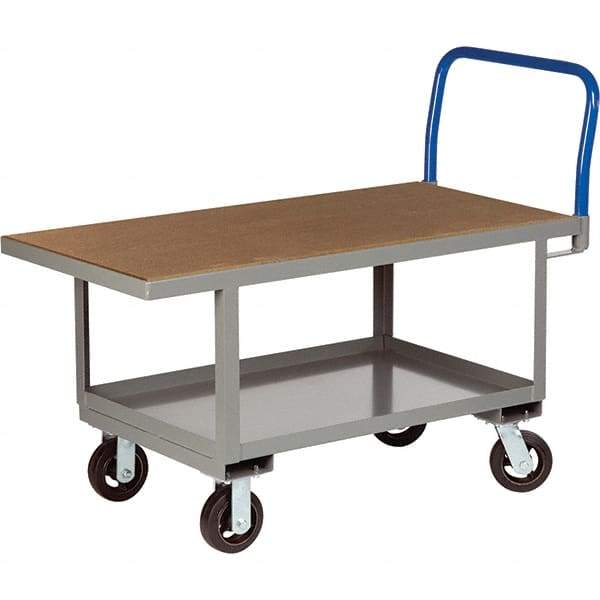 Little Giant - 2,000 Lb Capacity Steel Platform Truck - Steel Deck, 30" OAW, 48" Platform Length, Mold On Rubber Casters - Eagle Tool & Supply