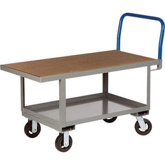 Little Giant - 2,000 Lb Capacity Steel Platform Truck - Steel Deck, 30" OAW, 48" Platform Length, Mold On Rubber Casters - Eagle Tool & Supply