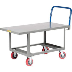 Little Giant - 2,000 Lb Capacity Steel Platform Truck - Steel Deck, 30" OAW, 49-1/2" Platform Length, Polyurethane Casters - Eagle Tool & Supply