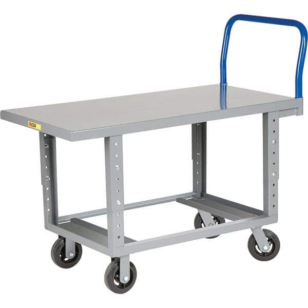 Little Giant - 2,000 Lb Capacity Steel Platform Truck - Steel Deck, 24" OAW, 60" Platform Length, Mold On Rubber Casters - Eagle Tool & Supply
