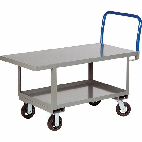 Little Giant - 2,000 Lb Capacity Steel Platform Truck - Steel Deck, 30" OAW, 60" Platform Length, Mold On Rubber Casters - Eagle Tool & Supply
