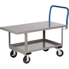 Little Giant - 2,000 Lb Capacity Steel Platform Truck - Steel Deck, 24" OAW, 48" Platform Length, Mold On Rubber Casters - Eagle Tool & Supply