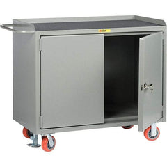 Little Giant - 3,600 Lb Capacity, 2 Door Mobile Service Bench - 41" Wide x 24" Deep x 43" High, Steel, Gray - Eagle Tool & Supply