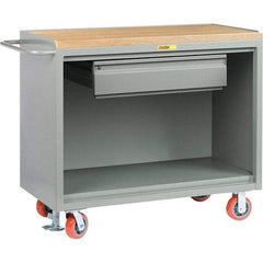 Little Giant - 3,600 Lb Capacity, 1 Drawer Mobile Service Bench - 41" Wide x 24" Deep x 43" High, Steel, Gray - Eagle Tool & Supply