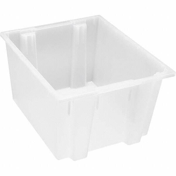 Quantum Storage - 75 Lb Load Capacity Clear Polypropylene Tote Container - Stacking, Nesting, 16" Long x 19-1/2" Wide x 23" High - Eagle Tool & Supply