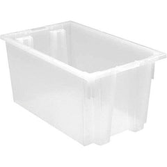 Quantum Storage - 90 Lb Load Capacity Clear Polypropylene Tote Container - Stacking, Nesting, 12" Long x 15-1/2" Wide x 23" High - Eagle Tool & Supply