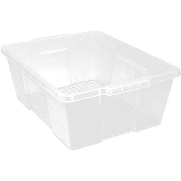 Quantum Storage - 50 Lb Load Capacity Clear Polypropylene Tote Container - Stacking, Nesting, 7.8" Long x 15.9" Wide x 21" High - Eagle Tool & Supply