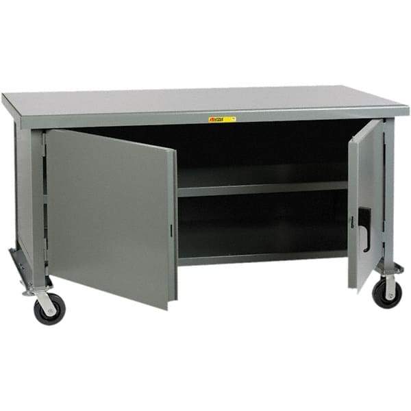 Little Giant - 1 Shelf Mobile Storage Cabinet - Steel, 60" Wide x 30" Deep x 37-1/2" High - Eagle Tool & Supply