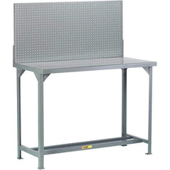 Little Giant - 72 Wide x 30" Deep x 60" High, Steel Workbench with Pegboard - Fixed Legs - Eagle Tool & Supply