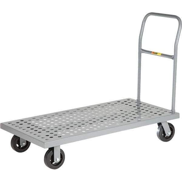 Little Giant - 1,600 Lb Capacity Steel Platform Truck - Steel Deck, 24" OAW, 48" Platform Length, Mold On Rubber Casters - Eagle Tool & Supply