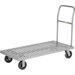 Little Giant - 1,600 Lb Capacity Steel Platform Truck - Steel Deck, 24" OAW, 48" Platform Length, Mold On Rubber Casters - Eagle Tool & Supply