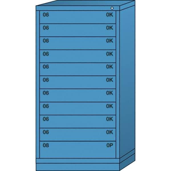 Lyon - 11 Drawer, Standard Eye-Level - Single Drawer Access Cabinet - Steel, 30" Wide x 28-1/4" Deep x 59-1/4" High, Wedgewood Blue - Eagle Tool & Supply