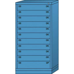 Lyon - 11 Drawer, Standard Eye-Level - Single Drawer Access Cabinet - Steel, 30" Wide x 28-1/4" Deep x 59-1/4" High, Wedgewood Blue - Eagle Tool & Supply