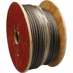 Campbell - Wire Rope & Cable; Type: Wire Rope ; Breaking Strength (Lb.): 1,040 ; Diameter (Inch): 1/4 ; Bare Diameter: 1/4 (Inch); Strand Type: Fiber Core ; Color: Black - Exact Industrial Supply