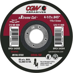 CGW Abrasives - Cutoff Wheels Tool Compatibility: Angle Grinders Wheel Diameter (Inch): 6 - Eagle Tool & Supply