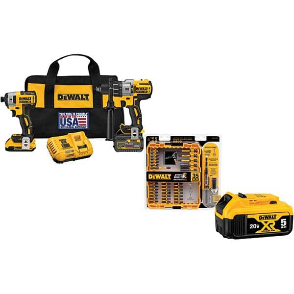 DeWALT - Cordless Tool Combination Kits Voltage: 20 Tools: 1/2" Brushless Hammerdrill, 1/4" Brushless Compact Impact Driver - Eagle Tool & Supply