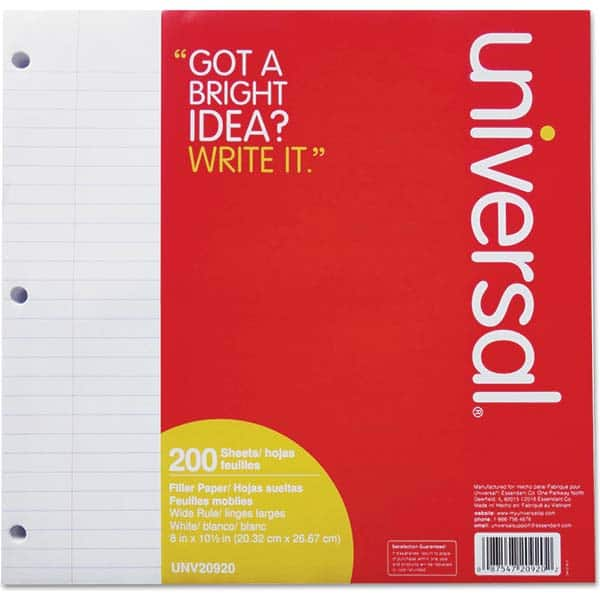 UNIVERSAL - Note Pads, Writing Pads & Notebooks Writing Pads & Notebook Type: Filler Paper Size: 8 x 10-1/2 - Eagle Tool & Supply