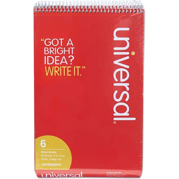 UNIVERSAL - Note Pads, Writing Pads & Notebooks Writing Pads & Notebook Type: Steno Book Size: 6 x 9 - Eagle Tool & Supply