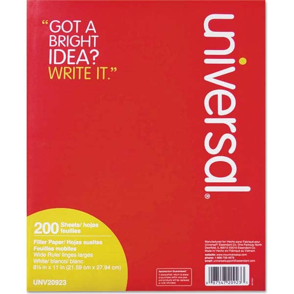 UNIVERSAL - Note Pads, Writing Pads & Notebooks Writing Pads & Notebook Type: Filler Paper Size: 8-1/2 x 11 - Eagle Tool & Supply