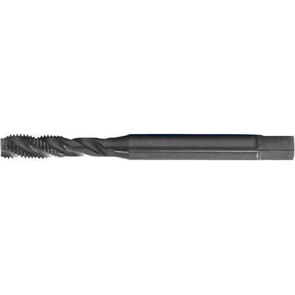 Spiral Flute Tap: M14 x 1.50, DIN & ANSI, 3 Flute, Modified Bottoming, 6H Class of Fit, HSS-E, Black Oxide Finish 1.772″ Thread Length, 4.3307″ OAL, Right Hand Flute, Right Hand Thread, Series PER-893SF