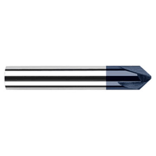 Chamfer Cutters - 0.2500″ (1/4″) Shank Diameter × 35° per side Carbide Flat Chamfer Cutter, 3 Flutes, AlTiN Coated - Exact Industrial Supply