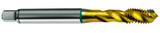 12-24 2B 3-Flute Cobalt Green Ring Semi-Bottoming 40 degree Spiral Flute Tap-TiN - Eagle Tool & Supply