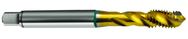 12-24 2B 3-Flute Cobalt Green Ring Semi-Bottoming 40 degree Spiral Flute Tap-TiN - Eagle Tool & Supply