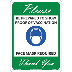 Sign: Rectangle, ″Face Mask Required & Show Proof of Vaccination″ Plastic, 14″ High